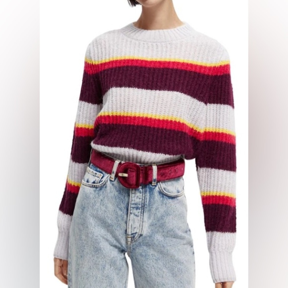 Scotch and Soda Purple Retro Striped Sweater